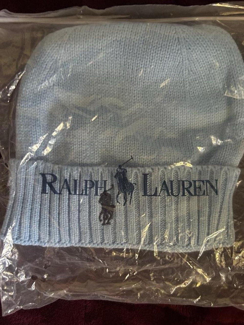 Ralph Lauren Light Blue Logo Knit Beanie